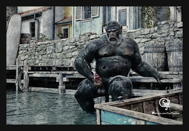 anthro balls black_body black_border boat bodily_fluids border cum docks erection fur genital_fluids genitals hair male masturbation muscular muscular_anthro muscular_male nipples nude open_mouth orgasm orgasm_face pecs penile penis sea sitting solo teeth vehicle water watercraft worker 5ive9ine2wo ape haplorhine mammal primate silverback_gorilla 3d_(artwork) absurd_res digital_media_(artwork) hi_res