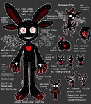 2024 ambiguous_gender anthro biped black_body black_fur feral fur lagomorph leporid looking_at_viewer mammal model_sheet quadruped rabbit slim_ambiguous slim_anthro solo standing v0idhearted