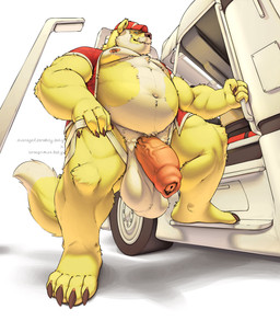 anthro arm_tuft ball_tuft balls barazoku baseball_cap beard belly belly_hair belly_tuft biceps big_balls big_belly big_penis body_hair calf_muscles chest_hair chest_tuft claws clothed clothing clothing_aside elbow_tuft facial_hair foreskin genitals hair hairy half-erect hand_on_hip happy_trail hat headgear headwear jockstrap jockstrap_aside knee_tuft knee_up leg_tuft looking_at_viewer low-angle_view male manly mature_male musclegut muscular navel nipples open_clothing open_shirt open_topwear overweight penis pubes public public_nudity raised_leg shirt slightly_chubby solo street_lamp topwear triceps truck trucker trucker_hat tuft underwear underwear_aside vehicle vein veiny_penis white_hair averagezebraboy bear canid canine hybrid mammal absurd_res hi_res