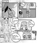 anthro blush clothed clothing comic dialogue disney dress duo english_text female flower hi_res judy_hopps lagomorph leporid mammal monochrome nacchan96 plant purse rabbit text zootopia