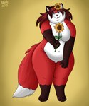 anthro breasts featureless_breasts female flower hair plant solo sunflower bigladydragon canid canine fox mammal 5:6