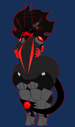 anthro big_breasts big_butt black_body black_hair bone breast_squish breasts butt clothing cybernetic_arm cybernetic_leg cybernetic_limb cybernetics eyeshadow female hair huge_butt machine makeup one-piece_swimsuit prosthetic prosthetic_limb red_clothing red_eyes skull skull_head sling_bikini solo spade_tail squish swimwear tail thick_thighs thigh_squish pan_those_cakes mother_mabuka_(pan_those_cakes) canid canine cyborg demon mammal skulldog_(species) absurd_res alpha_channel hi_res
