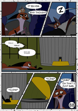 bench black_ears brown_body brown_fur dialogue female feral fur grey_body grey_fur group hair male pink_hair speech_bubble text toony trash_can trio white_body white_fur redundantmodule 101_dalmatian_street 101_dalmatians disney big_fee_(101_dalmatians) fergus_(101_dalmatians) sid_(101_dalmatians) canid canine fox mammal murid murine rat red_fox rodent sciurid tree_squirrel true_fox comic english_text hi_res