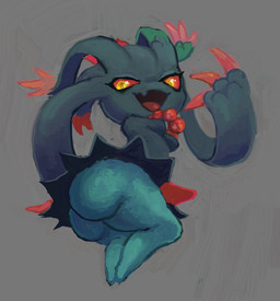anthro big_butt biped blue_body breasts bubble_butt butt fangs female female_anthro legs_together looking_at_viewer open_mouth open_smile side_boob smile smiling_at_viewer solo teeth morbiddevotion nintendo pokemon ancient_pokemon flutter_mane generation_9_pokemon paradox_pokemon pokemon_(species) colored digital_media_(artwork) digital_painting_(artwork) painting_(artwork) shaded