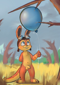 anthro balloon balloon_fetish balloon_popping balls bite biting_lip blush branch detailed_background eyewear eyewear_on_head foreskin genitals goggles goggles_on_head hand_behind_back helium humanoid_genitalia humanoid_penis inflatable long_foreskin male navel outside penis plant solo standing tail tree unretracted_foreskin young young_anthro young_male badipoki jak_and_daxter naughty_dog sony_corporation sony_interactive_entertainment daxter mammal mustelid ottsel absurd_res hi_res