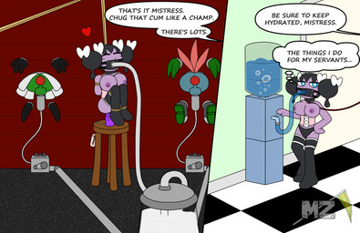 ambiguous_penetration anal anal_penetration anthro asphyxiation big_breasts bodily_fluids bound breasts buttplug buttplug_in_ass buttplug_insertion clothed clothing corset cum cum_in_mouth cum_inside dialogue dildo drinking drinking_cum drinking_water encouragement erotic_asphyxiation eyes_closed feeding_tube female force_feeding force_feeding_bodily_fluids forced genital_fluids heart_symbol leash legwear lingerie machine male male/female male_penetrated medical_instrument milking_machine nipples object_in_ass offscreen_ambiguous offscreen_character offscreen_dominant penetration penile penis_milking penis_milking_machine plug_(sex_toy) plug_insertion scientific_instrument sex_toy sex_toy_in_ass sex_toy_insertion stockings text thought_bubble topless topless_female topwear tube_gag wall_bondage water_cooler metalzaki_(artist) nintendo pokemon generation_2_pokemon generation_3_pokemon generation_5_pokemon gothorita humanoid kirlia mammal mustelid pokemon_(species) sneasel absurd_res english_text hi_res