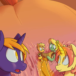 butt feral fluffy green_body group horn looking_at_another macro male mane map open_mouth pink_mane purple_body size_difference goattrain mythology fan_character paige_scribe star_bright equid equine horse mammal mythological_creature mythological_equine pony unicorn 1:1 2015 digital_drawing_(artwork) digital_media_(artwork)
