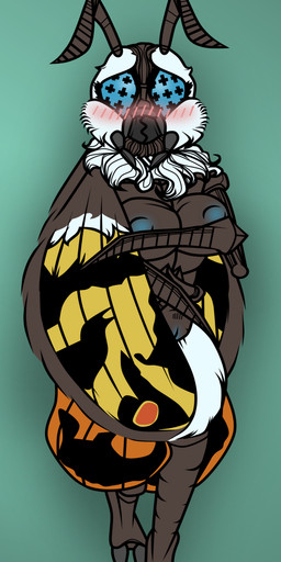 anthro blush breasts female genitals looking_at_viewer non-mammal_breasts simple_background solo vulva wings beefjerkypro mothra_(series) toho mothra arthropod insect lepidopteran moth absurd_res hi_res