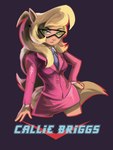 anthro blonde_hair bottomwear breasts business_suit clothed clothing eyewear female fur glasses green_eyes hair necktie skirt solo suit tan_body tan_fur purplelemons hanna-barbera swat_kats callie_briggs domestic_cat felid feline felis mammal 2016 digital_media_(artwork) shaded