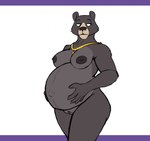 5_fingers anthro areola belly big_belly big_breasts black_areola black_body black_fur black_nipples black_nose breasts female fingers fur genitals humanoid_hands jewelry mature_anthro mature_female navel necklace necklace_only nipples nude nude_anthro nude_female outie_navel pregnant pregnant_anthro pregnant_female pussy solo standing can-be-quite-crude victoria_(can-be-quite-crude) bear black_bear mammal ursine hi_res