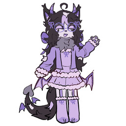 anthro bottomwear cheek_tuft clothing eyewear facial_tuft female fluffy glasses horn jacket legwear neck_tuft purple_eyes ribbons skirt solo stockings thigh_highs topwear tuft wearing_glasses wings unknown_artist violet_the_bat vampire 1:1 digital_media_(artwork) hi_res