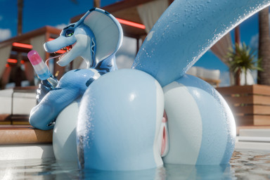 anthro anus ass_up big_butt blue_body blue_scales breasts butt curled_tongue female food forked_tongue genitals glistening glistening_body glistening_butt glistening_scales glistening_skin licking licking_food looking_at_viewer looking_back looking_back_at_viewer nude outside popsicle presenting raised_tail scales smile smiling_at_viewer solo swimming_pool tail thick_thighs tongue tongue_out vulva wet wet_body fever-dreamer captainflapcats_(rigger) valorlynz_(modeler) dariana_(quetzaly) reptile scalie snake 3:2 3d_(artwork) absurd_res digital_media_(artwork) hi_res