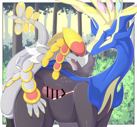 ambiguous_penetration antlers balls_deep blue_body bodily_fluids cum cum_inside deep_penetration doggystyle duo erection female female_penetrated feral feral_on_feral feral_penetrated feral_penetrating feral_penetrating_feral from_behind_position fur genital_fluids genitals horn internal interspecies leg_grab looking_back male male/female male_penetrating male_penetrating_female penetration penis predator/prey predator_penetrating_prey sex tail thick_thighs thigh_grab voluptuous_female voluptuous_feral enigma120304 mythology nintendo pokemon deer dragon generation_6_pokemon generation_7_pokemon kommo-o legendary_pokemon mammal mythological_creature mythological_scalie pokemon_(species) scalie xerneas xerneas_(active_mode) censored hi_res