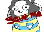 clothed clothing feral hair simple_background text topwear white_body superdupermeow undertale undertale_(series) temmie_(undertale) canid canine felid feline mammal tem animated short_playtime