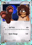 5_toes anthro b_bun300 card_edit claws curled_hair digital_media_(artwork) english_text feet foot_fetish hair hi_res holographic looking_at_viewer male mammal northern_olingo olingo pla_(alottaplaplapla) pokemon_tcg_(game) procyonid smile soles solo tcg_card text toe_claws toes