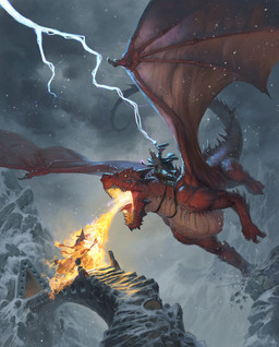 ambiguous_gender breath_powers bridge burning clothing cloud detailed_background electricity electricity_manipulation elemental_manipulation feral fire fire_breathing fire_manipulation flying group hat headgear headwear holding_object holding_staff horn ice male membrane_(anatomy) membranous_wings outside red_body red_scales riding scales size_difference snow staff tail violence wings wizard_hat pindurski kobold_press mythology dragon human mammal mythological_creature mythological_scalie scalie 2023 absurd_res hi_res