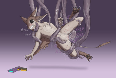 4_ears abdominal_bulge anthro anthro_penetrated blush bodily_fluids brown_body brown_feathers claws dialogue feathered_wings feathers female female_penetrated forced genital_fluids genitals gun interspecies multi_ear nude penetration ranged_weapon rape restrained sex simple_background solo sound_effects spread_legs spreading suspended_via_tentacles suspension tail tears tentacle_in_vagina tentacle_penetration tentacle_rape tentacle_sex tentacles text vaginal vaginal_fluids vaginal_penetration vowelless vowelless_sound_effect vulva weapon winged_arms wings wallross talani_freebird avali avian 2023 english_text hi_res