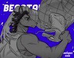 anthro blue_background clothed clothing duo elderly fur male mane muscular muscular_male scales simple_background topwear kadikadisake beastars gosha_(beastars) yafya_(beastars) equid equine horse komodo_dragon lizard mammal monitor_lizard reptile scalie 2020 hi_res