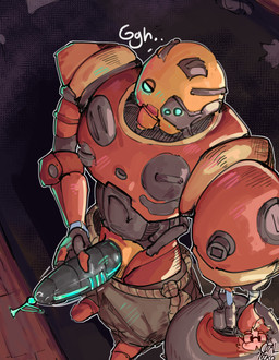 blush bodily_fluids colored_cum cum cum_on_wall erection genital_fluids genitals glowing glowing_cum glowing_eyes glowing_genitalia machine male masturbation not_furry penile penis simple_background solo standing text unusual_bodily_fluids unusual_cum unusual_genital_fluids opalniko deadlock_(game) valve valve_corporation bebop_(deadlock) humanoid robot robot_humanoid digital_media_(artwork) hi_res