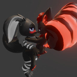 animal_genitalia animal_penis anthro arm_warmers armwear black_body canine_genitalia canine_penis carrying_another clothing duo female fur genitals grey_body grey_fur leg_warmers legwear looking_at_another male male/female penis red_body red_fur standing nintendo pokemon miles_eon alolan_form alolan_vulpix eevee generation_1_pokemon generation_7_pokemon pokemon_(species) regional_form_(pokemon) vulpix 1:1 3d_(artwork) digital_media_(artwork) hi_res