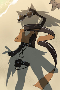 ambiguous_gender anthro beach breasts clothing discarded_clothing duo eyewear feet gesture goggles hand_gesture implied_nudity nipple_outline nipples non-mammal_breasts non-mammal_nipples offscreen_character scarf shadow solo_focus tail talons toes v_sign water kaltespur dressed_shadow avian absurd_res hi_res