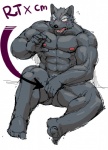 2015 abs anthro biceps canid canine canis fur male mammal muscular muscular_anthro muscular_male nipples nude pecs solo tsukigata_rossi wolf