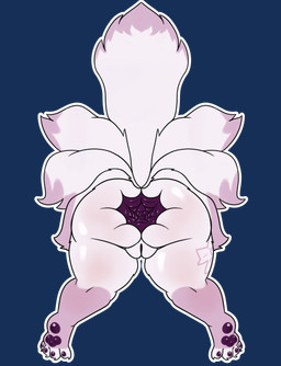 anthro anthrofied anus blush blushing_profusely bodily_fluids body_blush broken_horn butt butt_blush feet female fur gaping gaping_anus genitals horn multicolored_body multicolored_fur nervous nervous_sweat pawpads raised_tail simple_background solo_focus spread_anus spread_butt spread_toes spreading sticker sweat tail tail_tuft text toes tuft two_tone_body two_tone_fur vulva cherryterror nintendo pokemon fox_spirit generation_1_pokemon ninetales pokemon_(species) 2026 absurd_res alpha_channel english_text hi_res shaded