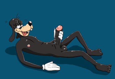 anthro balls belly black_balls black_body black_penis black_skin drunk feet genitals humanoid_genitalia humanoid_penis male masturbation nipples nude penile penile_masturbation penis solo substance_intoxication teeth tongue bayjaw disney goofy_(disney) canid canine canis domestic_dog mammal