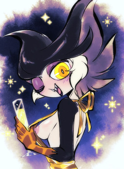 areola backless_dress breasts clothed clothing female female_humanoid medium_breasts nipples one_eye_closed solo g-blue16 odeth_poensis animal_humanoid avian bird humanoid owl absurd_res hi_res