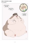 anthro belly big_belly big_moobs brown_body brown_fur container cup dialogue disgust duo fangs frown fur hair happy huge_belly hyper hyper_belly love_handles male moob_grope moobs morbidly_obese morbidly_obese_male multicolored_body multicolored_fur navel nipples nude obese obese_anthro obese_male open_mouth overweight overweight_anthro overweight_male pawpads paws simple_background solo_focus squish tan_body tan_fur teeth text thick_thighs tongue white_body white_fur sato_leone canid canine canis felid feline felis mammal wolf 2021 absurd_res comic digital_media_(artwork) english_text hi_res