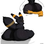 absurd_res ambiguous_gender anthro ball_fondling balls bent_over big_balls big_butt black_body black_fur bodily_fluids bubble_butt butt butt_focus digital_media_(artwork) eeveelution fondling fur generation_1_pokemon generation_2_pokemon genitals hair hi_res huge_balls huge_butt looking_at_viewer looking_back male male/ambiguous mammal multiple_images nintendo nude pokemon pokemon_(species) presenting presenting_hindquarters rear_view red_eyes simple_background sitting smile solo sweat sweaty_balls sweaty_butt sweaty_genitalia tail text thick_thighs umbreon white_background wide_hips yo_zee