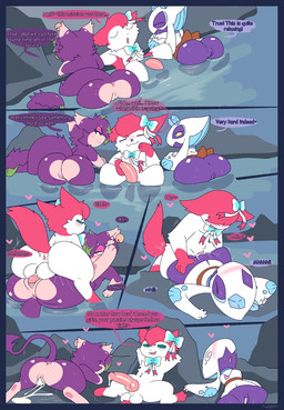 after_sex after_vaginal animal_genitalia animal_penis anthro anus balls bent_over between_butts big_balls big_butt big_penis blush bodily_fluids bottomwear breeding_kink breeding_spree butt canine_genitalia clothed clothing cum cum_drip cum_from_vagina cum_in_vagina cum_inside dialogue dominant dominant_male dripping duo erection fainted fainted_after_sex female female_penetrated feral ffm ffm_threesome filled_to_the_brim filled_womb fleshlight_position from_front_position fur genital_fluids genitals group group_sex hair hot_spring huge_balls huge_butt huge_penis imminent_sex imminent_threesome knot leaking_cum looking_at_viewer lying male male/female male_penetrating male_penetrating_female mating_press missionary_position nude on_back one_after_another open_mouth outside partially_submerged penetration penile penile_penetration penis pent_up presenting presenting_cum_inside presenting_hindquarters presenting_penis presenting_vulva relative_swap relaxed_expression relaxing rough_sex sauna_sex sex sex_in_water simple_background size_difference small_but_hung smile smug speech_bubble submissive tail text thick_thighs threesome tongue topwear trio vaginal vaginal_penetration vulva water wide_hips snazzle_snapp nintendo pokemon smoothie_(sylveon) trix_(trix) eeveelution froslass generation_4_pokemon generation_5_pokemon generation_6_pokemon mammal pokemon_(species) purrloin sylveon comic english_text hi_res