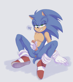 added_anatomy anthro anus balls bedroom_eyes black_nose blue_body blue_fur bodily_fluids clothing countershade_arms countershade_torso countershading dialogue erection footwear fur genital_fluids genitals glans gloves green_eyes hand_on_penis handwear head_spines male masturbation mischievous_smile narrowed_eyes penis pointy_ears precum seductive shoe_soles shoes simple_background socks solo spread_legs spreading tail teeth text hant_sins sega sonic_the_hedgehog_(series) sonic_the_hedgehog eulipotyphlan hedgehog mammal 2023 absurd_res english_text hi_res