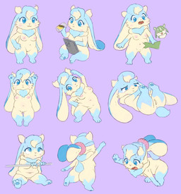 anthro areola belly belly_grab biped blue_body blue_eyes blue_fur blue_paws blush bodily_fluids breasts cheek_tuft chibi curvy_figure dewlap_(anatomy) electronics exposed_breasts facial_tuft fat_folds female floppy_ears fupa fur genitals kemono long_ears lop_ears multicolored_body multicolored_fur navel nipples nude open_mouth overweight overweight_female phone semi-anthro short shortstack shortstack_female simple_background slightly_chubby slightly_chubby_female smile solo standing sweat swirl tan_body tan_fur thick_thighs tuft two_tone_body two_tone_fur vulva wide_hips pyritie sofu_(pyritie) lagomorph leporid mammal rabbit 2026 absurd_res digital_media_(artwork) hi_res