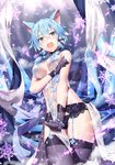 accessory babydoll bangs big_breasts blue_body blue_eyes blue_fur blue_hair blush breasts choker clothed clothing embarrassed female fur garter_belt garter_straps gloves hair hair_accessory hair_between_eyes hair_ribbon hairclip handwear jewelry legwear lingerie looking_at_viewer low_twintails necklace nightgown panties ribbons sidelocks simple_background skimpy solo thigh_highs translucent translucent_clothing translucent_hair underwear gabiran sword_art_online shino_asada animal_humanoid cat_humanoid felid felid_humanoid feline feline_humanoid humanoid mammal mammal_humanoid