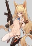 animal_ears assault_rifle barcode barcode_tattoo blonde_hair blue_eyes breasts clothed clothing female fur grey_background gun hair heterochromia holding_assault_rifle holding_gun holding_object holding_ranged_weapon holding_rifle holding_weapon long_hair navel nipples open_mouth panties partially_clothed ranged_weapon red_eyes rifle simple_background small_breasts solo tattoo topless topless_female underwear weapon yellow_body yellow_fur anouetto girls_frontline g41_(girls_frontline) animal_humanoid cat_humanoid felid felid_humanoid feline feline_humanoid humanoid mammal mammal_humanoid absurd_res hi_res