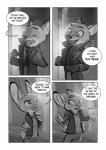 2017 absurd_res anthro buckteeth canid canine clothed clothing coat comic crossover dialogue dipstick_ears disney duo ear_markings english_text female fox greyscale hi_res judy_hopps lagomorph leporid male mammal monochrome monoflax multicolored_ears nick_wilde rabbit scarf sherlock_(series) speech_bubble teeth text topwear trenchcoat zootopia