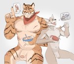 absurd_res anthro balls biceps canid canine canis casual_nudity chip_the_wolf cookie_crisp duo epic_games felid flaccid foreskin fortnite frosted_flakes fur genitals hi_res humanoid_genitalia humanoid_penis kellogg's male mammal manly mascot muscular muscular_anthro muscular_male navel nipples nude orange_body oscar_(fortnite) pantherine pecs penis simple_background stripes tiger tony_the_tiger vinstacc wendell_(fortnite) white_background wolf
