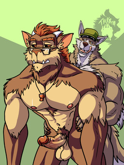 anal anal_penetration anthro balls black_sclera circumcised claws clothing eyewear eyewear_only finger_claws genitals glasses glasses_only hat hat_only headgear headgear_only headwear headwear_only horn humanoid_genitalia humanoid_penis licking licking_lips licking_own_lips male male/male male_anthro mostly_nude muscular muscular_anthro muscular_male nipples nude penetration penis pubes tongue tongue_out tusks wearing_glasses thekinkybear coach_dale coach_krampus_(thekbear) bovid canid canine canis caprine demon goat mammal wolf absurd_res hi_res