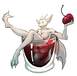 anthro belly breasts cherry claws container cup female food frill_(anatomy) fruit glass glass_container glass_cup horn juice juice_(beverage) light plant ring scales size_difference smaller_female solo tail white_body white_eyes white_horn varakaska mythology dragon mythological_creature mythological_scalie scalie hi_res
