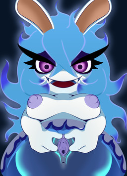 anthro anus areola bedroom_eyes blue_hair breasts clitoris female genitals hair narrowed_eyes nipples open_mouth open_smile purple_eyes seductive smile solo spread_vulva spreading urethra vulva white_body four-pundo mario_bros mario_plus_rabbids_kingdom_battle mario_plus_rabbids_sparks_of_hope nintendo raving_rabbids rayman_(series) ubisoft midnite_(mario_plus_rabbids) ghost lagomorph leporid mammal rabbid rabbit spirit 2022 absurd_res crossover hi_res