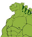 abs anthro biceps green_body looking_down male muscular muscular_anthro muscular_male nipples non-mammal_nipples pecs scales smile smirk solo darknaigart extreme_dinosaurs stegz dinosaur ornithischian prehistoric_species reptile scalie stegosaurian stegosaurus thyreophoran hi_res