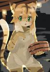 4_fingers anthro black_stripes blonde_hair blush breasts eyebrows eyelashes female female_anthro fingers fur green_eyes hair kemono lamp lantern long_hair looking_at_viewer open_mouth solo steam striped_body striped_fur stripes towel towel_only wet yellow_body yellow_fur yatosuke cygames world_flipper mia_(world_flipper) felid mammal pantherine tiger hi_res