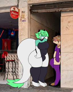 anthro armwear big_bulge big_butt bulge butt clothing duo eyewear femboy flushed_face glasses gynomorph intersex legwear leotard male panties panties_bulge slightly_chubby underwear wide_hips hornydragon2003 a_chance_encounter mythology asterlin_bell unnamed_character bovid caprine dragon goat mammal mythological_creature mythological_scalie scalie hi_res meme busty_boy_(lore)