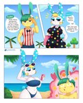 anthro big_breasts bikini blonde_hair breasts clothing conjoined_speech_bubble dialogue female fur greeting hair header header_box heart_symbol male reaction_shot speech_bubble swimwear text thick_thighs two-piece_swimsuit white_body white_fur wide_hips yellow_body yellow_fur gammainks animal_crossing nintendo sanrio francine_(animal_crossing) toby_(animal_crossing) lagomorph leporid mammal rabbit absurd_res english_text hi_res