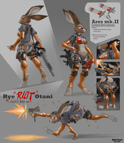 action_pose anthro bikini bodily_fluids breasts camel_toe clothing drugs female genital_fluids gun holding_object holding_weapon masturbation medium_breasts pose ranged_weapon solo swimwear text two-piece_swimsuit vaginal_fluids weapon mootsider riot_(mootsider) hare lagomorph leporid mammal absurd_res english_text hi_res tagme