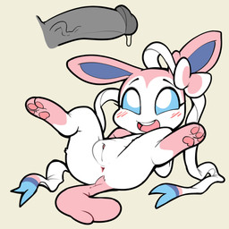 3_toes anus black_eyebrows blue_inner_ear blue_sclera blush blush_lines bodily_fluids bow_(anatomy) clitoris digitigrade disembodied_penis duo erection eyebrows eyelashes faceless_character faceless_male feet female female_feral feral fur genital_fluids genitals glans grey_glans grey_penis happy humanoid_genitalia humanoid_genitalia_on_feral humanoid_penis humanoid_vulva humanoid_vulva_on_feral imminent_sex looking_up looking_up_at_penis lying male male/female multicolored_body multicolored_fur on_back open_mouth open_smile pawpads paws penis pink_anus pink_body pink_clitoris pink_ears pink_fur pink_pawpads pink_tail pink_tongue plump_labia precum quadruped ribbons_(anatomy) simple_background smile spread_legs spreading tail tan_background teeth toes tongue two_tone_body two_tone_fur vein veiny_penis vulva white_body white_eyes white_fur white_vulva young young_female young_feral itsunknownanon nintendo pokemon eeveelution generation_6_pokemon mammal pokemon_(species) sylveon 1:1 2025 hi_res