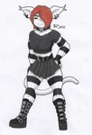 alternative_fashion anthro armwear belt boots clothed clothed_anthro clothed_female clothing collar crop_top demonia_boots ear_piercing ear_ring female footwear front_view goth hair hair_over_eye legwear pattern_armwear pattern_clothing pattern_legwear piercing pose red_hair ring_piercing shirt shoes short_hair simple_background smile smiling_at_viewer solo standing striped_armwear striped_clothing striped_legwear stripes text topwear white_background remaninglife sally_(remaninglife) domestic_cat felid feline felis mammal 2020 dated english_text full-length_portrait greyscale handwritten_text hi_res monochrome portrait signature spot_color traditional_media_(artwork)