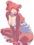 anthro big_breasts blue_eyes blush bra breasts brown_body brown_fur cheek_tuft cleavage clothed clothing collarbone eyebrows eyelashes facial_tuft feet female fingernails fluffy_ears fur glistening glistening_breasts glistening_thighs grey_clothing grey_shirt grey_tank_top grey_topwear hands_on_ground head_tilt leaning leaning_forward leaning_on_hands looking_at_viewer nails panties shadow shirt simple_background snout solo tan_body tan_fur tank_top thick_thighs toenails toes topwear tuft underwear white_background white_bra white_clothing white_panties white_sclera white_underwear simesaba_poteto beastars juno_(beastars) canid canine canis mammal wolf 3:4 hi_res