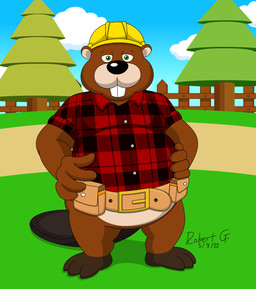 3_toes 4_fingers anthro armor arms_bent belly belt belt_buckle belt_pouch big_belly big_nose black_nose black_tail blue_sky bottomless bottomless_anthro bottomless_male brown_belt brown_body brown_fur buckle buckteeth button_(fastener) clothed clothed_anthro clothed_male clothing cloud construction_worker day evergreen_tree feet fence fingers fur grass green_eyes half-closed_eyes hands_on_own_hips hard_hat headgear helmet looking_at_viewer male male_anthro mouth_closed multicolored_body multicolored_fur narrowed_eyes no_eyebrows overweight overweight_anthro overweight_male path pine_tree plaid_dress_shirt plant red_dress_shirt sky solo standing tail teeth toes tree two_tone_body two_tone_fur utility_belt wood wood_fence robertgdraws mail_mole talpa_games kastor beaver mammal rodent 2022 digital_drawing_(artwork) digital_media_(artwork) english_description full-length_portrait hi_res portrait shaded signature simple_shading